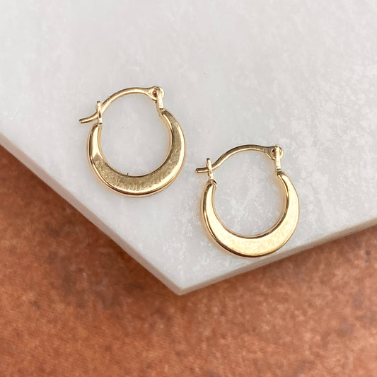 14KT Yellow Gold Polished Mini Hollow Hoop Earrings 10mm, 14KT Yellow Gold Polished Mini Hollow Hoop Earrings 10mm - Legacy Saint Jewelry