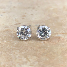 Load image into Gallery viewer, 14KT White Gold Round CZ Stud Post Earrings, 14KT White Gold Round CZ Stud Post Earrings - Legacy Saint Jewelry