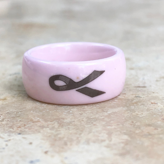 Pink Ceramic Breast Cancer Awareness Ribbon Ring, Pink Ceramic Breast Cancer Awareness Ribbon Ring - Legacy Saint Jewelry