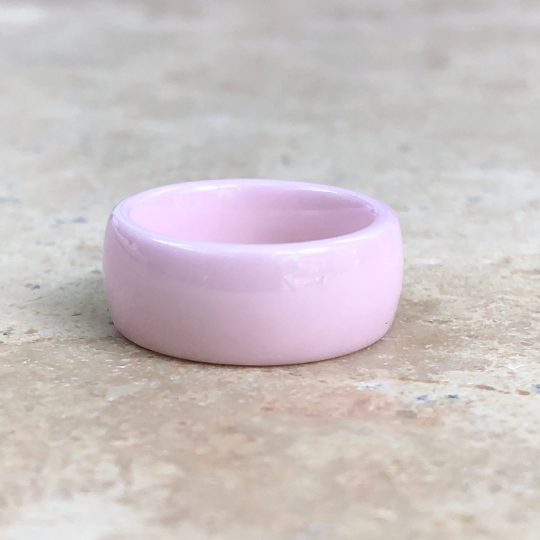 Pink Ceramic Breast Cancer Awareness Ribbon Ring, Pink Ceramic Breast Cancer Awareness Ribbon Ring - Legacy Saint Jewelry