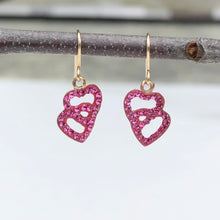 Load image into Gallery viewer, 14KT Yellow Gold Pink Heart Crystal Euro Wire Earring, 14KT Yellow Gold Pink Heart Crystal Euro Wire Earring - Legacy Saint Jewelry