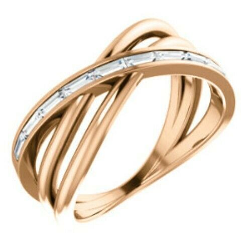 14KT Rose Gold Baguette Diamond Intertwined Ring, 14KT Rose Gold Baguette Diamond Intertwined Ring - Legacy Saint Jewelry