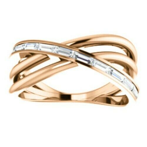 14KT Rose Gold Baguette Diamond Intertwined Ring, 14KT Rose Gold Baguette Diamond Intertwined Ring - Legacy Saint Jewelry