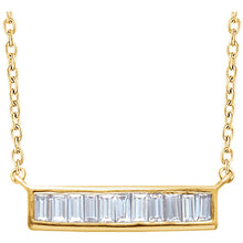 Load image into Gallery viewer, 14KT Yellow Gold Baguette Diamond Bar Necklace, 14KT Yellow Gold Baguette Diamond Bar Necklace - Legacy Saint Jewelry