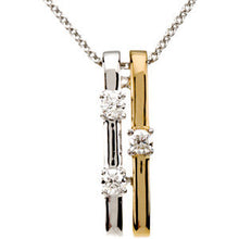 Load image into Gallery viewer, 14KT White Gold + Yellow Gold Double Bar Diamond Necklace, 14KT White Gold + Yellow Gold Double Bar Diamond Necklace - Legacy Saint Jewelry
