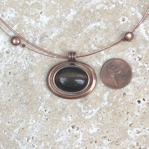 Estate 3-Strand Copper Necklace with Cat's Eye Pendant, Estate 3-Strand Copper Necklace with Cat's Eye Pendant - Legacy Saint Jewelry