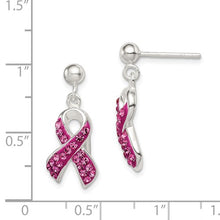 Load image into Gallery viewer, Sterling Silver Pink Crystal Awareness Ribbon Earrings, Sterling Silver Pink Crystal Awareness Ribbon Earrings - Legacy Saint Jewelry