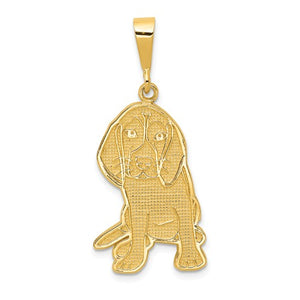 14KT Yellow Gold Beagle Textured Pendant Charm, 14KT Yellow Gold Beagle Textured Pendant Charm - Legacy Saint Jewelry