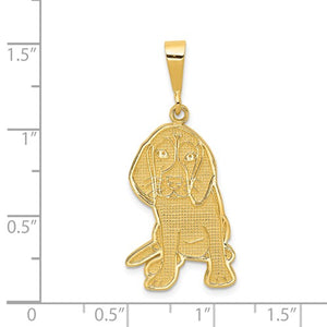 14KT Yellow Gold Beagle Textured Pendant Charm, 14KT Yellow Gold Beagle Textured Pendant Charm - Legacy Saint Jewelry