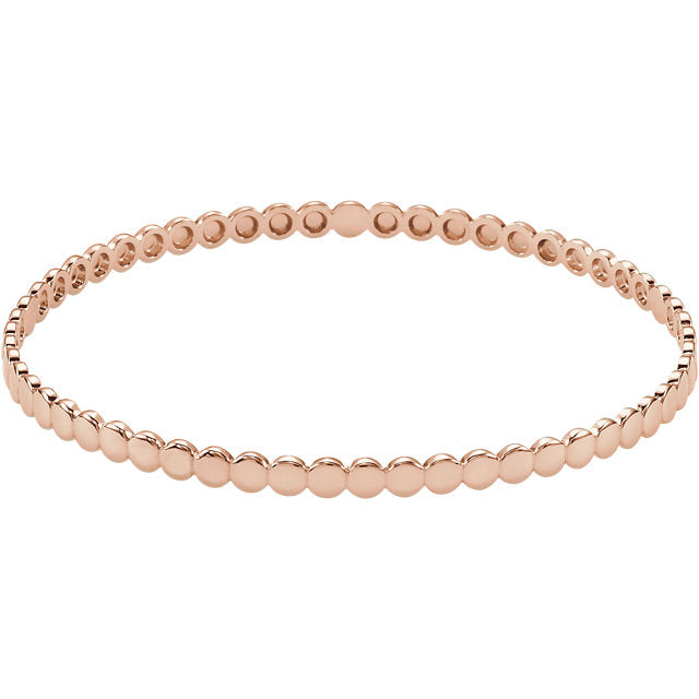 14KT Rose Gold Beaded Bangle Bracelet, 14KT Rose Gold Beaded Bangle Bracelet - Legacy Saint Jewelry