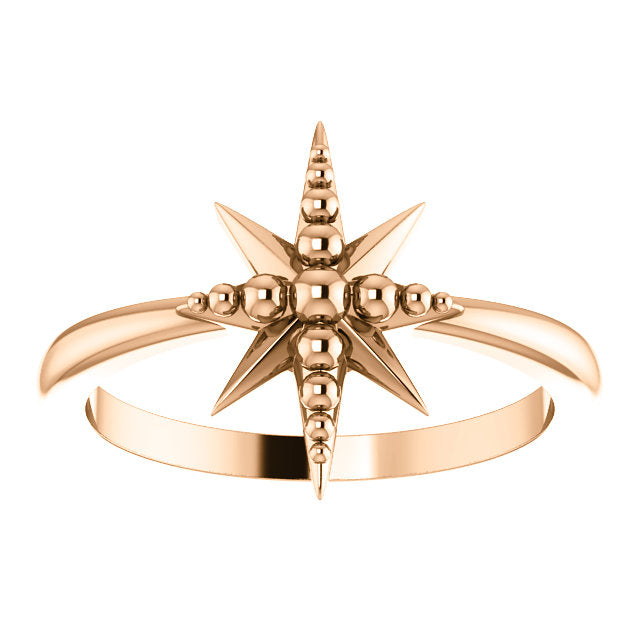 14KT Rose Gold Beaded Star Ring, 14KT Rose Gold Beaded Star Ring - Legacy Saint Jewelry