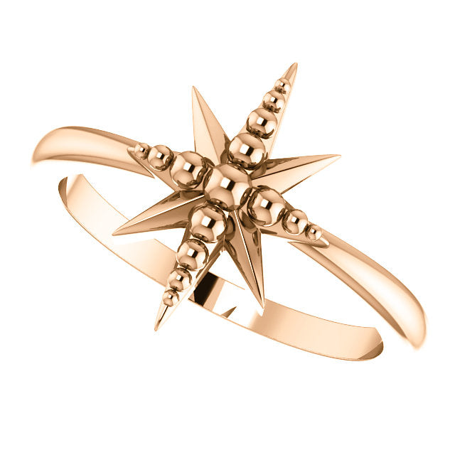 14KT Rose Gold Beaded Star Ring, 14KT Rose Gold Beaded Star Ring - Legacy Saint Jewelry