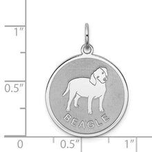Load image into Gallery viewer, Sterling Silver Beagle Dog Pendant Charm Satin Disc, Sterling Silver Beagle Dog Pendant Charm Satin Disc - Legacy Saint Jewelry