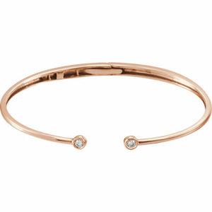 14KT Rose Gold Bezel-Set Diamond Open Bangle Bracelet, 14KT Rose Gold Bezel-Set Diamond Open Bangle Bracelet - Legacy Saint Jewelry
