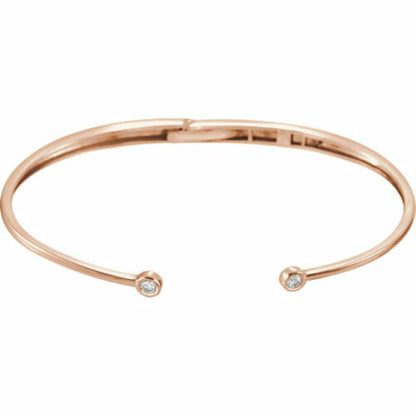 14KT Rose Gold Bezel-Set Diamond Open Bangle Bracelet, 14KT Rose Gold Bezel-Set Diamond Open Bangle Bracelet - Legacy Saint Jewelry