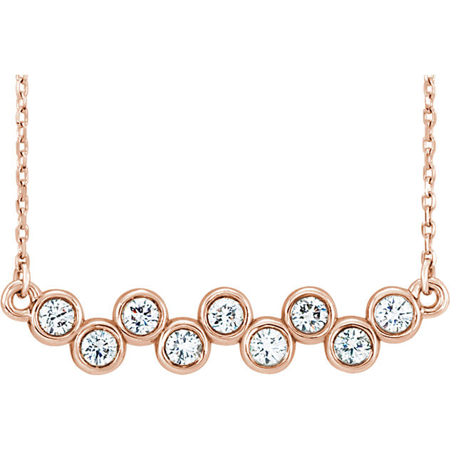 14KT Rose Gold Diamond Bezel Bar Necklace, 14KT Rose Gold Diamond Bezel Bar Necklace - Legacy Saint Jewelry