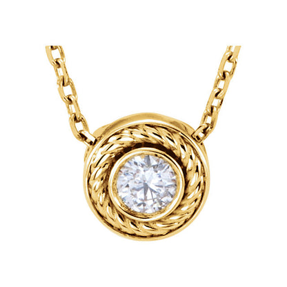 14KT Yellow Gold Diamond Bezel Rope Chain Necklace, 14KT Yellow Gold Diamond Bezel Rope Chain Necklace - Legacy Saint Jewelry