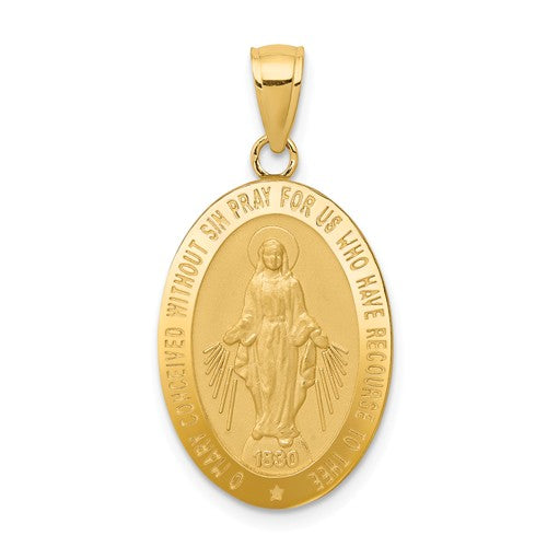 14KT Yellow Gold Oval Miraculous Medal Pendant Charm 31mm, 14KT Yellow Gold Oval Miraculous Medal Pendant Charm 31mm - Legacy Saint Jewelry