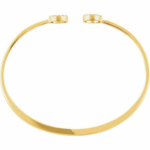 14KT Yellow Gold Pave Diamond Circles Open Bangle Bracelet, 14KT Yellow Gold Pave Diamond Circles Open Bangle Bracelet - Legacy Saint Jewelry