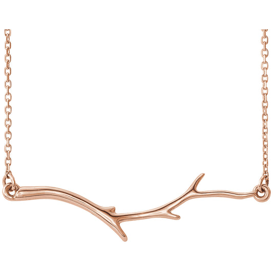 14KT Rose Gold Branch Bar Chain Necklace, 14KT Rose Gold Branch Bar Chain Necklace - Legacy Saint Jewelry