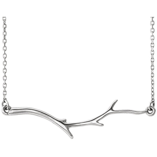 14KT White Gold Branch Bar Necklace, 14KT White Gold Branch Bar Necklace - Legacy Saint Jewelry