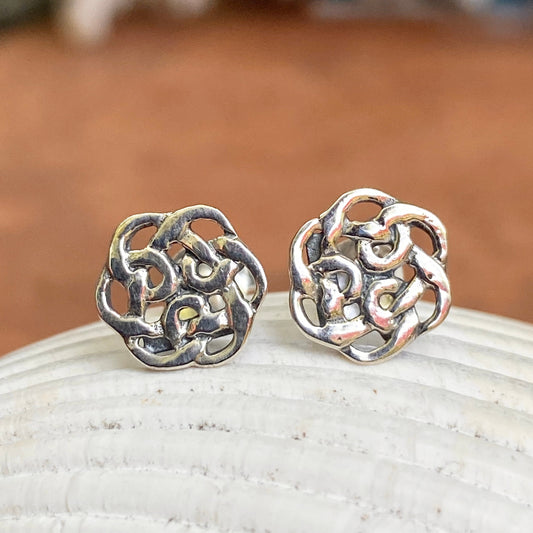 Sterling Silver Mini Celtic Weave Knot Post Stud Earrings