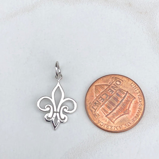 14KT White Gold Fleur de Lis Pendant Charm, 14KT White Gold Fleur de Lis Pendant Charm - Legacy Saint Jewelry