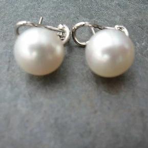 14KT White Gold Paspaley Pearl Omega Earrings 12mm, 14KT White Gold Paspaley Pearl Omega Earrings 12mm - Legacy Saint Jewelry