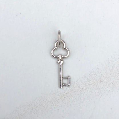 14KT White Gold Small Key Pendant Charm, 14KT White Gold Small Key Pendant Charm - Legacy Saint Jewelry