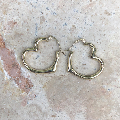 10KT Yellow Gold Large Open Heart Hoop Earrings, 10KT Yellow Gold Large Open Heart Hoop Earrings - Legacy Saint Jewelry