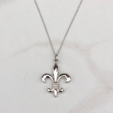 Load image into Gallery viewer, 14KT White Gold Fleur de Lis Solid Pendant Charm, 14KT White Gold Fleur de Lis Solid Pendant Charm - Legacy Saint Jewelry