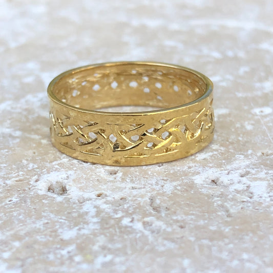 14KT Yellow Gold Celtic Weave Band Ring Size 7.25, 14KT Yellow Gold Celtic Weave Band Ring Size 7.25 - Legacy Saint Jewelry