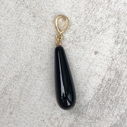 14KT Yellow Gold Black Onyx Teardrop Pendant Charm, 14KT Yellow Gold Black Onyx Teardrop Pendant Charm - Legacy Saint Jewelry