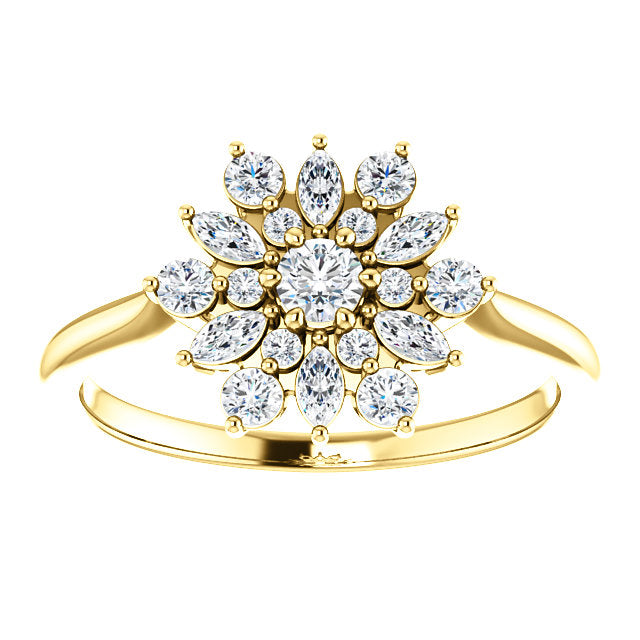 14KT Yellow Gold Diamond Vintage-Inspired Ring, 14KT Yellow Gold Diamond Vintage-Inspired Ring - Legacy Saint Jewelry
