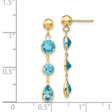 Load image into Gallery viewer, 14KT Yellow Gold Bezel-Set Blue Topaz Dangle Earrings, 14KT Yellow Gold Bezel-Set Blue Topaz Dangle Earrings - Legacy Saint Jewelry