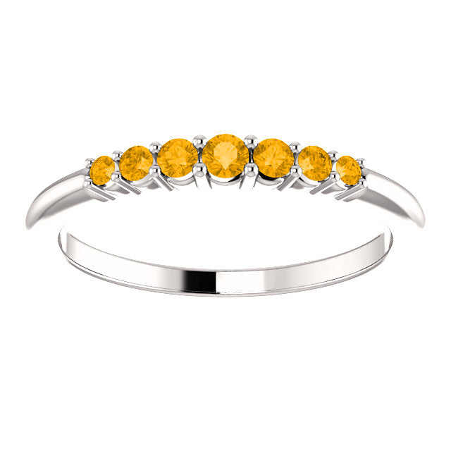 14KT White Gold Citrine Thin Band Ring, 14KT White Gold Citrine Thin Band Ring - Legacy Saint Jewelry