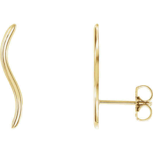 14KT Yellow Gold Wavy Ear Climbers, 14KT Yellow Gold Wavy Ear Climbers - Legacy Saint Jewelry