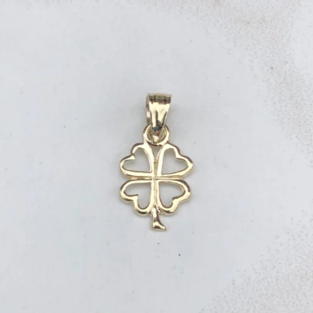 10KT Yellow Gold Mini Cut-Out 4 Leaf Clover Pendant Charm, 10KT Yellow Gold Mini Cut-Out 4 Leaf Clover Pendant Charm - Legacy Saint Jewelry