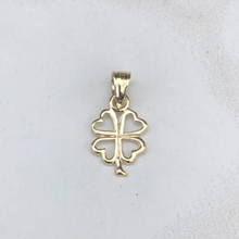 Load image into Gallery viewer, 10KT Yellow Gold Mini Cut-Out 4 Leaf Clover Pendant Charm, 10KT Yellow Gold Mini Cut-Out 4 Leaf Clover Pendant Charm - Legacy Saint Jewelry