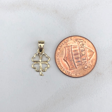 Load image into Gallery viewer, 10KT Yellow Gold Mini Cut-Out 4 Leaf Clover Pendant Charm, 10KT Yellow Gold Mini Cut-Out 4 Leaf Clover Pendant Charm - Legacy Saint Jewelry