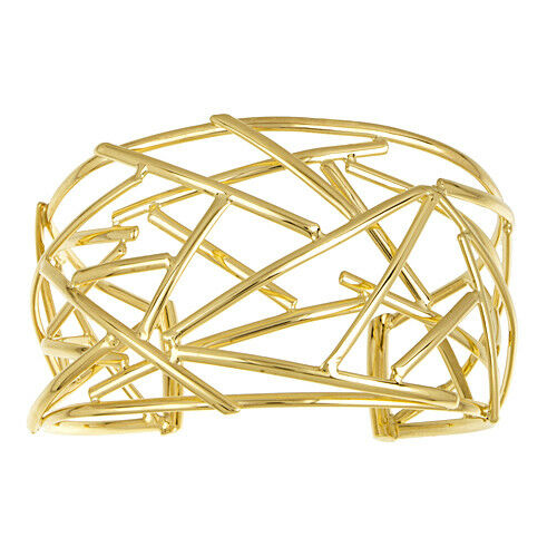 18KT Yellow Gold Abstract Crisscross Cuff Bracelet, 18KT Yellow Gold Abstract Crisscross Cuff Bracelet - Legacy Saint Jewelry
