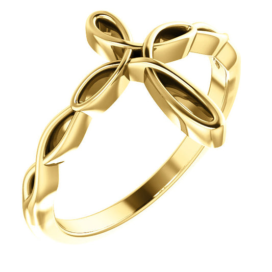 14KT Yellow Gold Loop Cross Ring, 14KT Yellow Gold Loop Cross Ring - Legacy Saint Jewelry