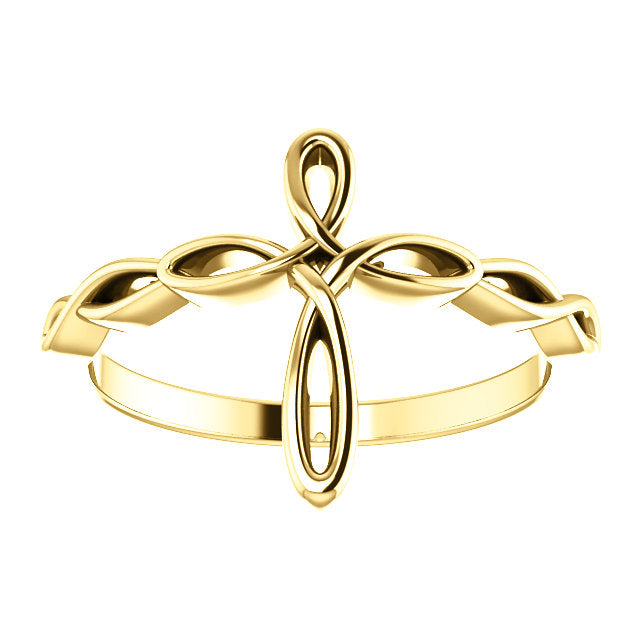 14KT Yellow Gold Loop Cross Ring, 14KT Yellow Gold Loop Cross Ring - Legacy Saint Jewelry