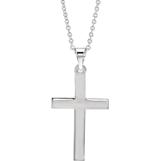 14KT White Gold Cross Chain Necklace 18", 14KT White Gold Cross Chain Necklace 18" - Legacy Saint Jewelry