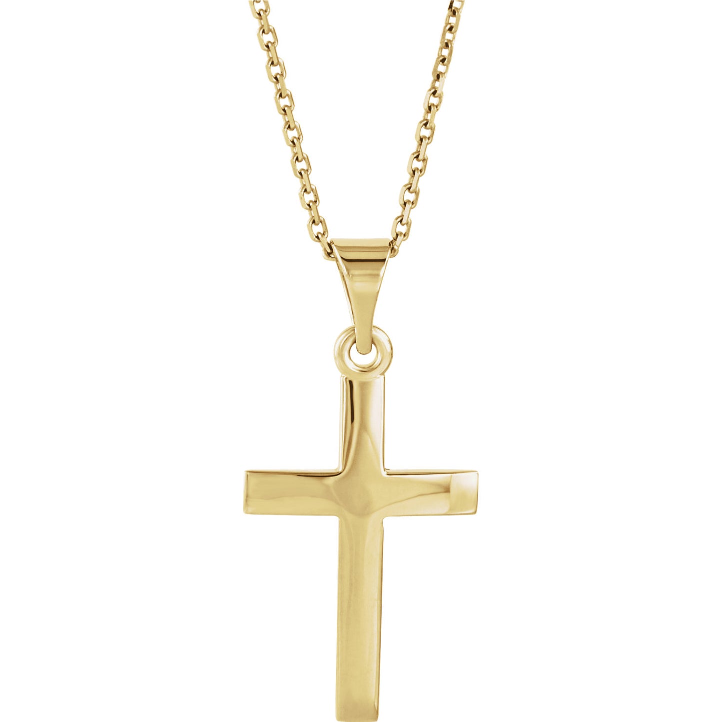 14KT Yellow Gold Cross Chain Necklace 18", 14KT Yellow Gold Cross Chain Necklace 18" - Legacy Saint Jewelry