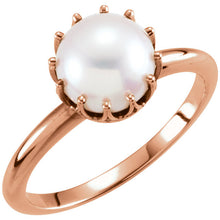 Load image into Gallery viewer, 14KT Rose Gold White Freshwater Pearl Crown Ring, 14KT Rose Gold White Freshwater Pearl Crown Ring - Legacy Saint Jewelry