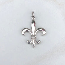 Load image into Gallery viewer, 14KT White Gold Fleur de Lis Solid Pendant Charm, 14KT White Gold Fleur de Lis Solid Pendant Charm - Legacy Saint Jewelry