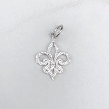 Load image into Gallery viewer, 14KT White Gold Fleur de Lis Pendant Charm, 14KT White Gold Fleur de Lis Pendant Charm - Legacy Saint Jewelry