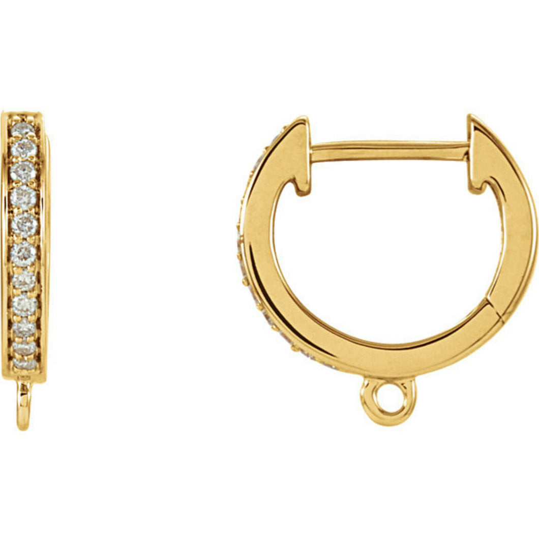 14KT Yellow Gold Pave Diamond Huggie Hoop Earrings, 14KT Yellow Gold Pave Diamond Huggie Hoop Earrings - Legacy Saint Jewelry