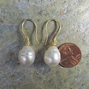 18KT Yellow Gold Paspaley Pearl Shepard Hook Earrings, 18KT Yellow Gold Paspaley Pearl Shepard Hook Earrings - Legacy Saint Jewelry